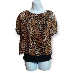 Express Leopard Print Top and Built-in Cami sz XS